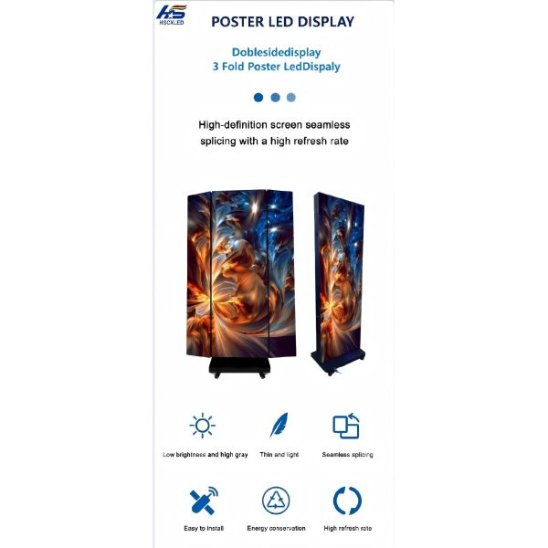 P1.5 Tri Fold Poster Led display Foldable led Screen Double Sided led dispaly