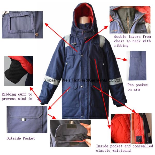 Hooded Fire Resistant Winter Coat With Reflective Tape
