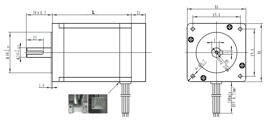 Nema 34 Stepper мотора короткозамкнутого витка 86HSE4N BC38 NEMA34 86mm