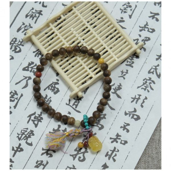 Turquoise Agate Agarwood Original Round Bead Bracelet