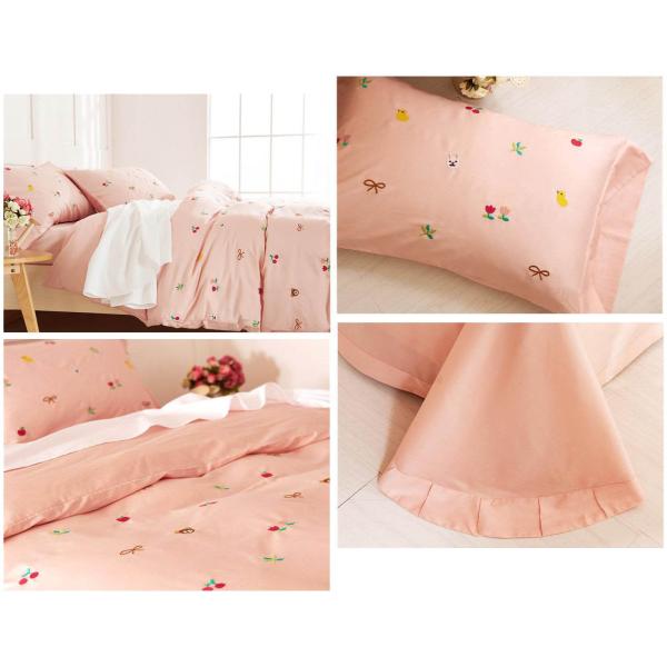 Cute Embroidered Modern Duvet Covers / Shams 4 Pcs 100% Cotton For Home