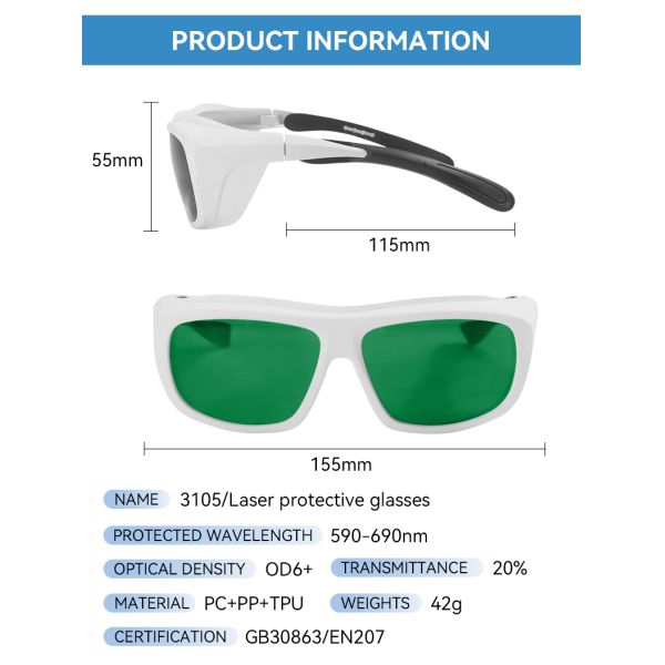 LASER GLASSES Laser safety glasses laser protect glasses 590-690nm 632nm Yellow Laser Red Laser co2 laser protection glasses laser lenses protect laser laser lenses protect laser laser saftey glasses