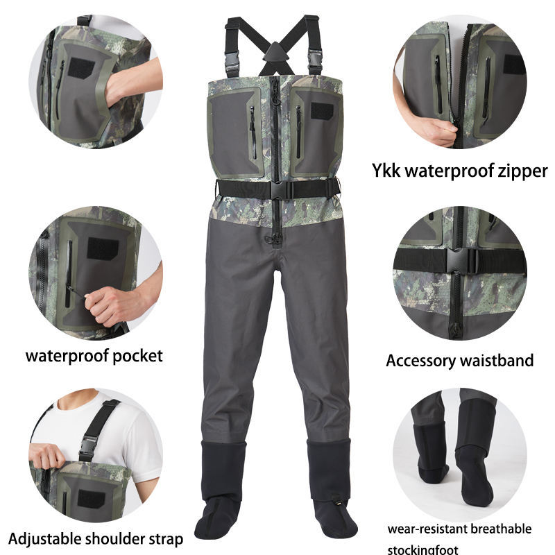 Durable Fishing Waders Custom Sizes Breathable Chest Waders Waterproof For Fly Fishing Hunting