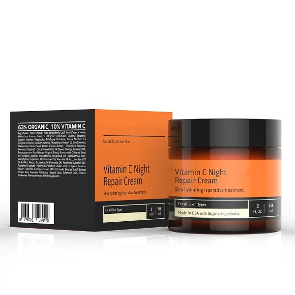 Creme de cara antienvelhecimento dos cuidados com a pele do enrugamento, reparação da noite do creme de cara da vitamina C