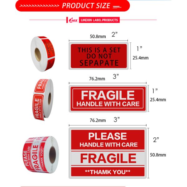 Custom Fragile Warning Labels for Bluetooth Shipping Carton Waterproof