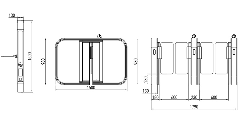 100W Aluminum Alloy Turnstile Entrance Gates Entrance Access Control Systems