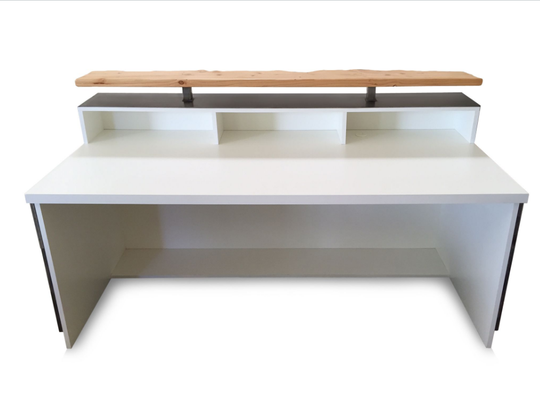 Wooden L Shape Check Out Counter for Office Reception Desk Customized Design