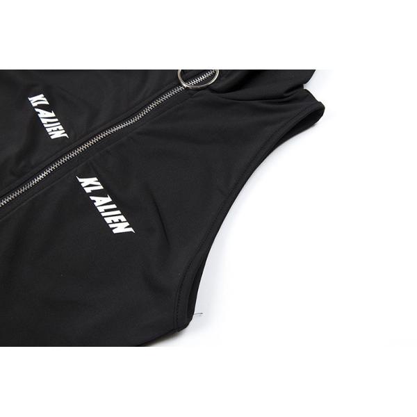 Sexy Sleeveless Bodycon Jumpsuit Turtleneck Zipper Fly Letter Print