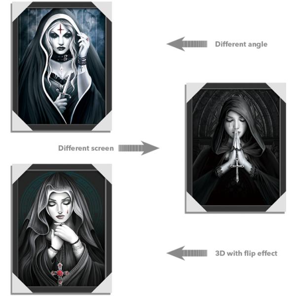 Film Lamination Lenticular Flip , 3D Triple Transition Lenticular Poster 12x17 Inches