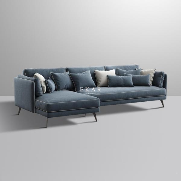 Sofa Set Wide Seat Furniture Fabric Metal Legs L Shape Sofa AW-1809