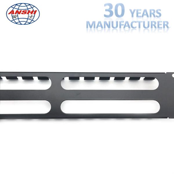 Black Horizontal Cable Management 2u Rack Mount 19 Inch With 12 Ports