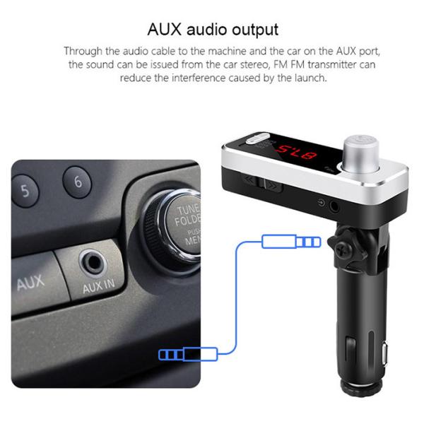 LED Display Screen Bluetooth Car Charger Adapter Micro SD Card Slot BT Mode Switch