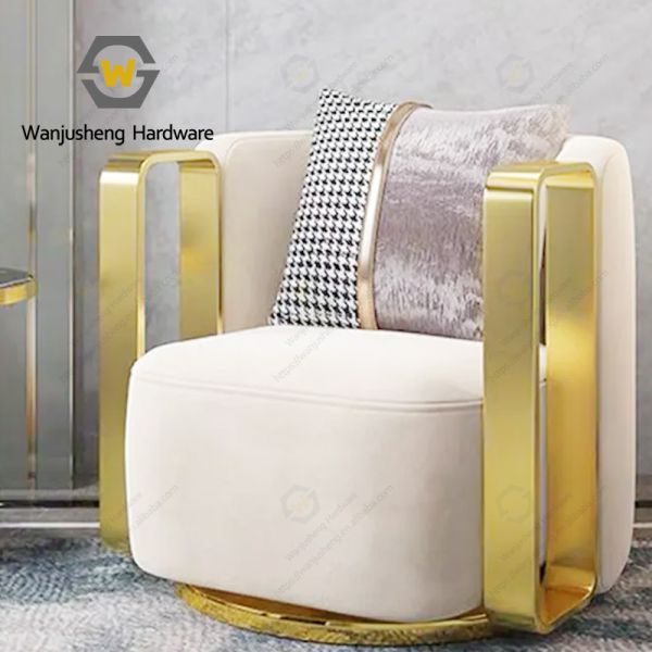 Gold Stainless Steel Decorative Furniture Frame Hardware Accessories Sofa Armrest Base With Handle and Swivel Plate