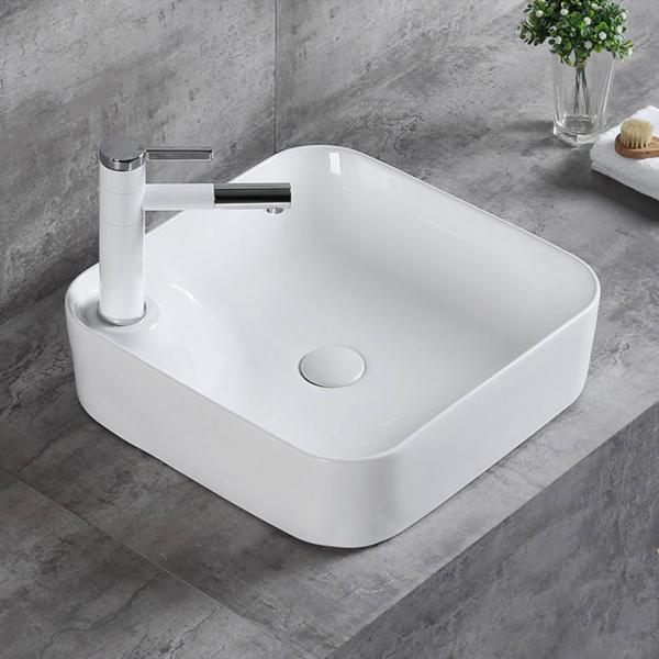 Lavabo de baño cerámico individual sobre encimera con anchos de 40 cm y 60 cm