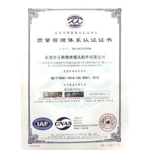 DongGuan BG Precision Mold Parts CO., Ltd Сертификации