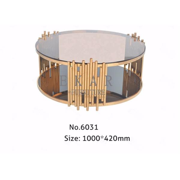 Rose Golden Metal Table Leg and Tempered Glass Living Room Coffee Table