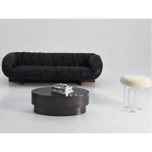 High End Five Star Hotel Presidential Suite Reception Pleated Leather Sofa