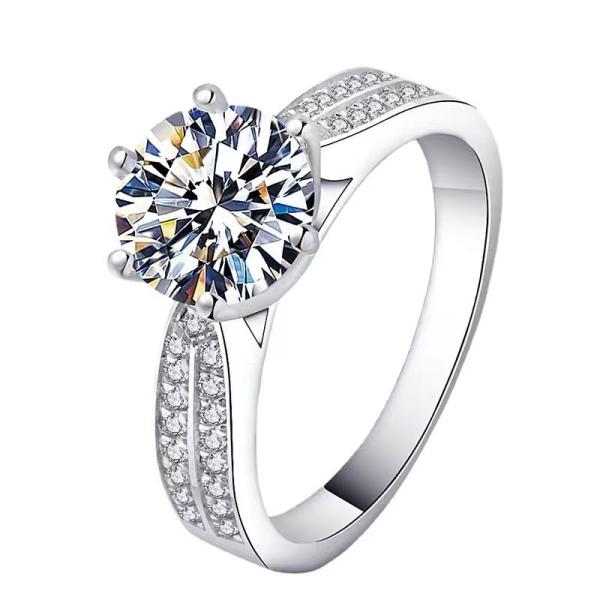 La mode Moissanite Or Anneau en acier inoxydable Argent Diamant Anneaux de fiançailles pour femmes