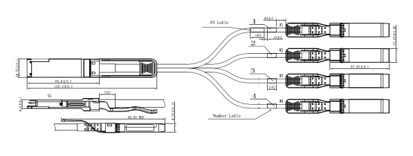 40G QSFP+ к 4 проламыванию DAC x 10G SFP+ для Cisco QSFP-4SFP10G-CU