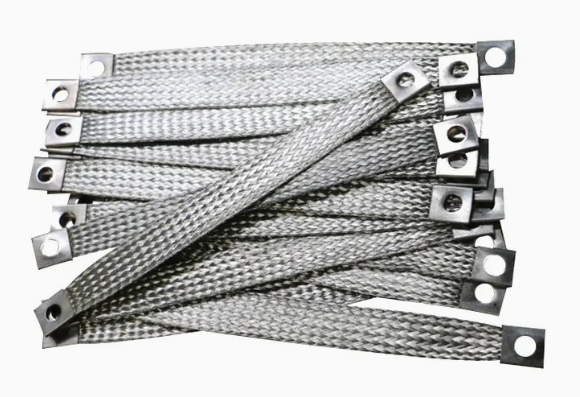 Flat Aluminum Braid Flexible Ground Strap Tinned Aluminium Braided Jumper For EV Battery