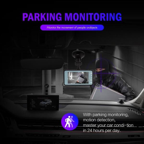 Автоматические двойные камеры Blackbox DVR Full HD 1080P 170-градусный экран с сенсорным экраном IPS Dash Cam