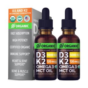 Organic Vitamin D3 K2 and Omega-3 MCT Oil Nutritional Capsules Dietary