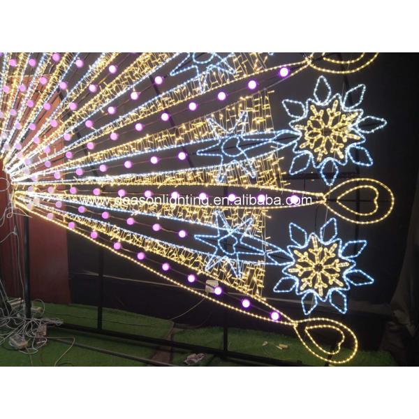 New Christmas Wedding Festival Outdoor Large Size 3D LED Sculptures Peacock Motif Light For Sale