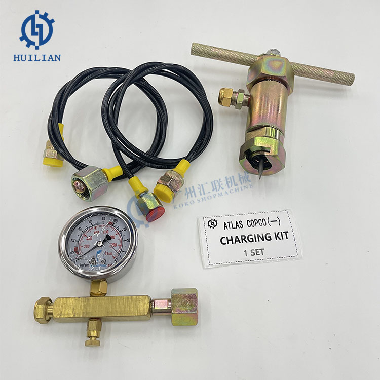 ATLAS COPCO Hydraulic Breaker Hammer Spare Parts Charger Meter N2 Nitrogen Gas Charging Kit