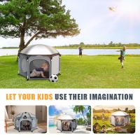 Indoor And Outdoor Folding A Pop Up Play Tent Orange Grey Blue Color