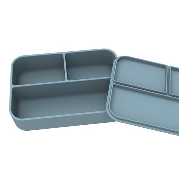 Customize Logo Portable Food Grade Silicone Rectangular Food Container Bento Box With Lid 3 Lattice