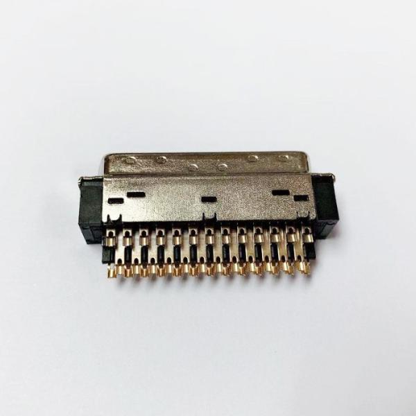 SCSI 50P Male Solder Type Full Gold Plated Connector With Plastic Shell