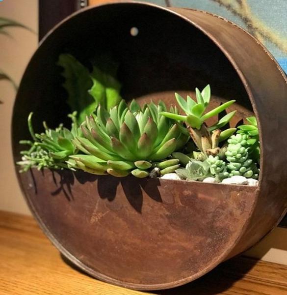 Metade de aço de Corten da decoração da parede do metal da casa em volta dos potenciômetros de flor de tapeçaria