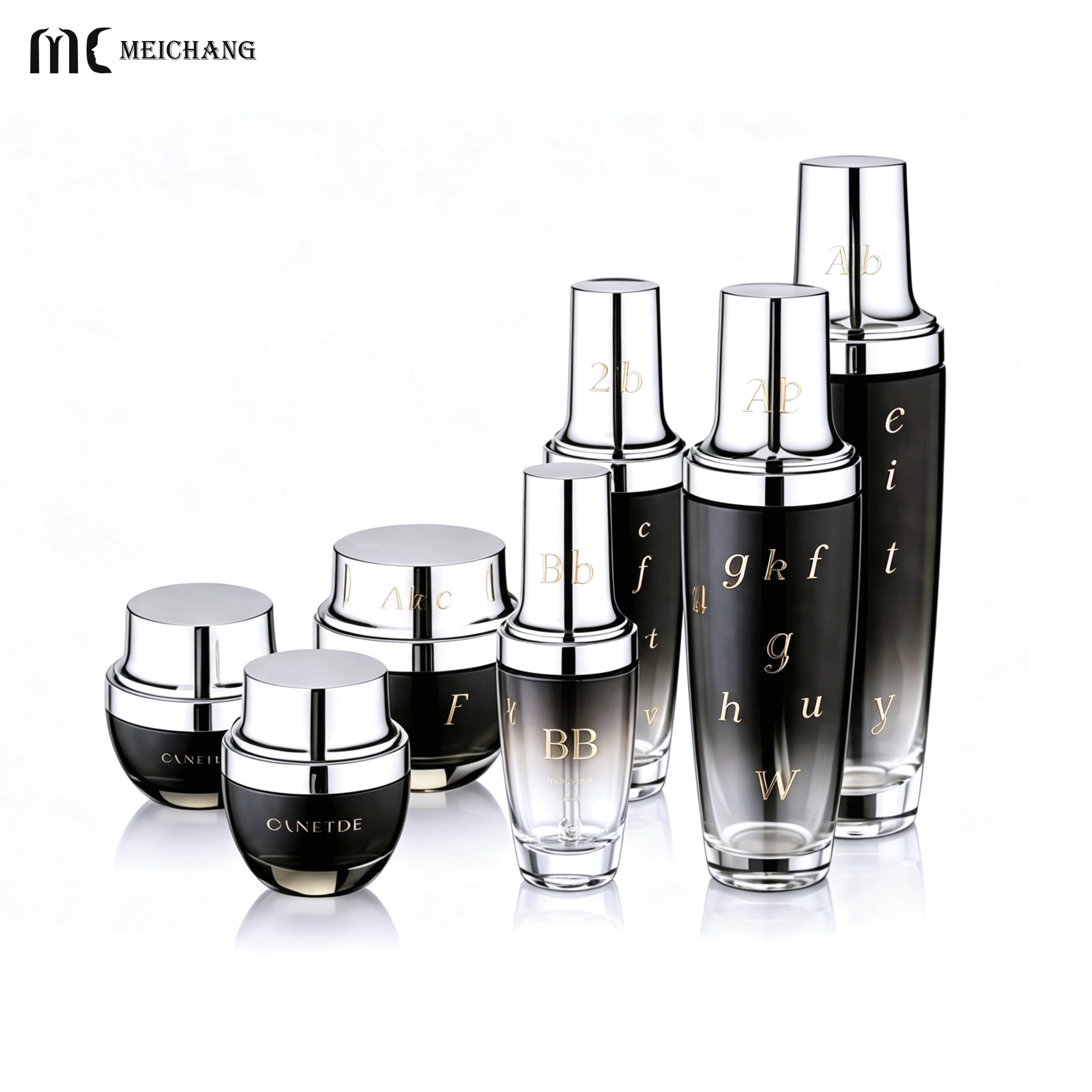 Premium Glass Skincare Packaging Set with Optional Amber Light-Blocking Cream Jar & Serum Bottle Collection(MC-314)