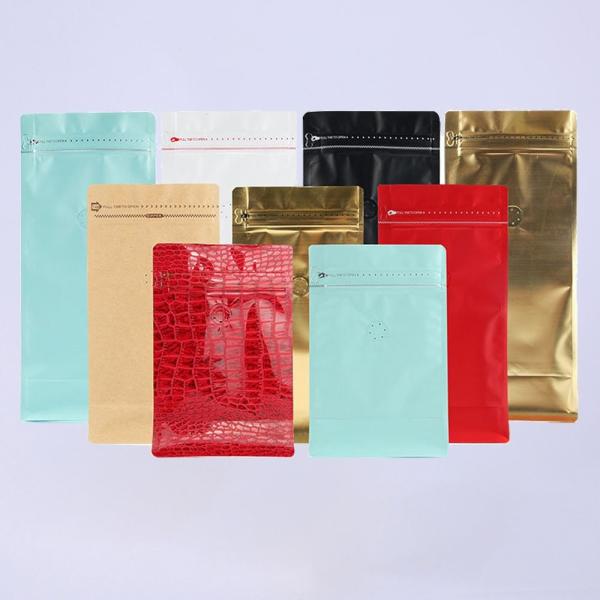Matte Aluminum Foil  Flat Bottom Pouches Stand Up Coffee Packaging With Zipper