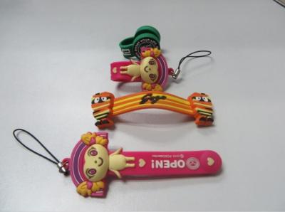 Multi Function Cute Charms Earphone Silicone Cable Winder Keyring In Pink Color For Girls Lanyard