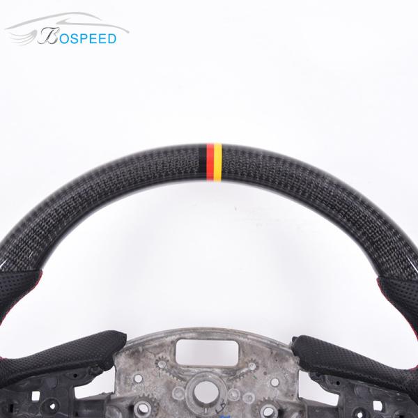 Custom Carbon Fiber Leather CT5 Cadillac Steering Wheel Sports Car Yellow Stripe