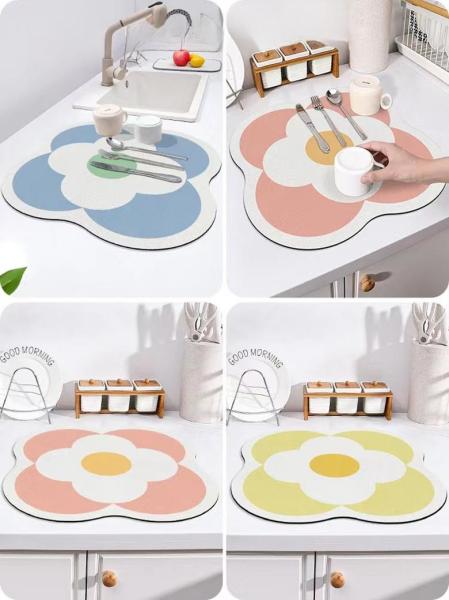 Water Absorbent Pad Diatomite Drying Dishes Drain Mat For Mats For Kitchen Tableware
