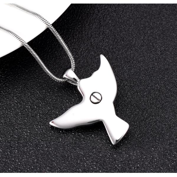 Stainless Steel Flying Bird Cremation Pendant for Ashes Forever Love Keepsake Necklace