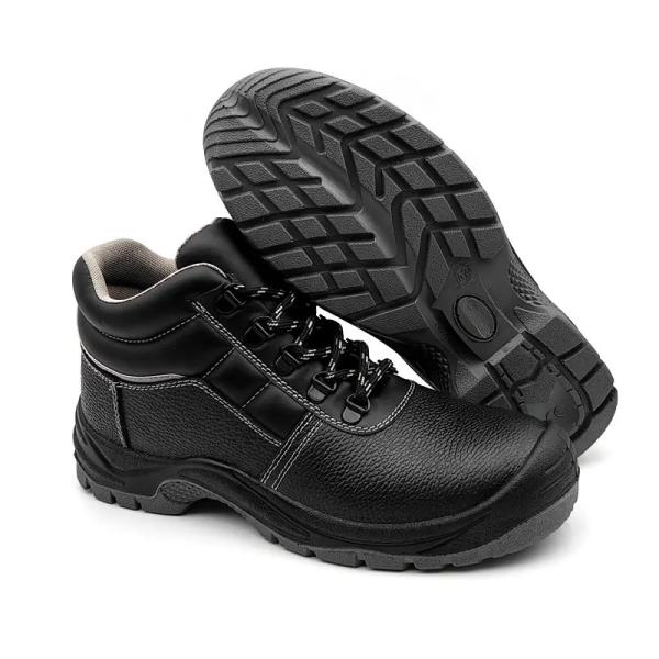 Botas de cuero negro de verdad Anti-punción Botas de trabajo Minería