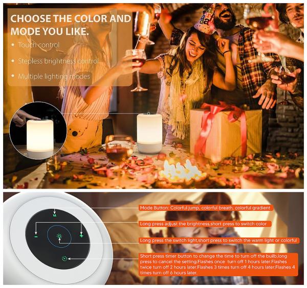 30W Table Touch Ambient Night Light With USB And  7 Colors