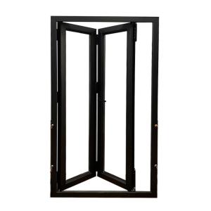Triple Panel Glass Aluminium Fold Up Doors Weatherstripping Dark Grey Aluminium