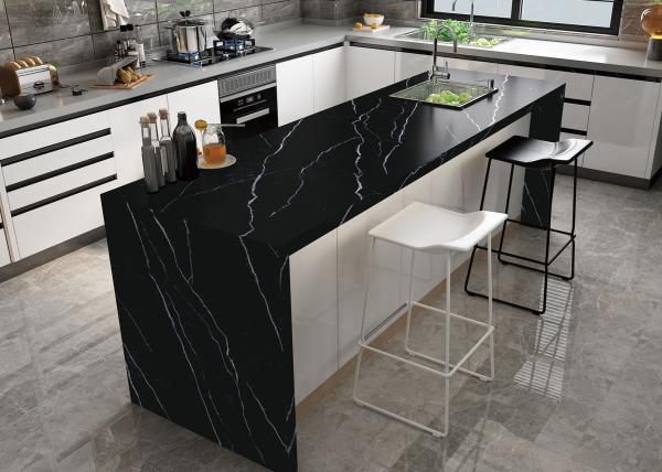 Black Clay Quartz Sintered Stone Slab 800x2600mm AAA Grade