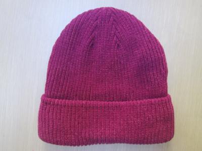 Chenille Yarn Hat--Acrylic Hat--Ladies and Men--Folden Hat--Solid color--Winter and Outside