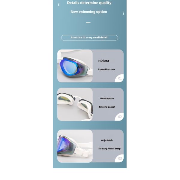 Factory Wholesale Professional Adult Training Swim Goggles Impact Resistant PC Lens Skin Friendly Silicone Seal & Elastic Silicone Head Strap Waterproof Swimming Goggles