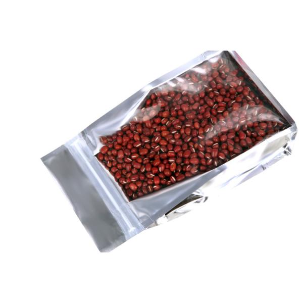 Clear front-Silver back one side clear aluminum foil side gusset Silver Metalized with k Quad flat bottom bag