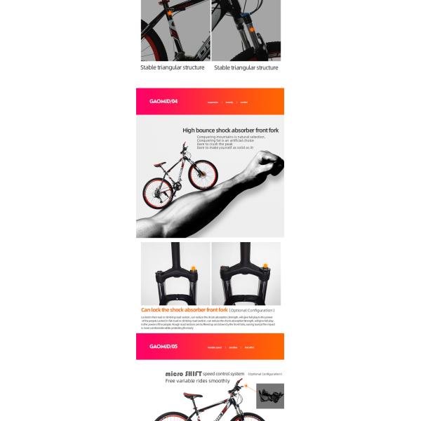 High Carbon Steel On-Road Mountain Bicycle with 21/24/27 Speed and 24inches/26inches/Customizable Wheel Size