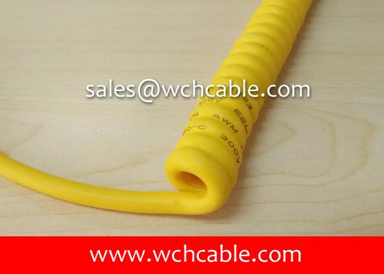 UL21687 Strain Relief Molded Curly Cable PUR Sheath Rated 80C 30V