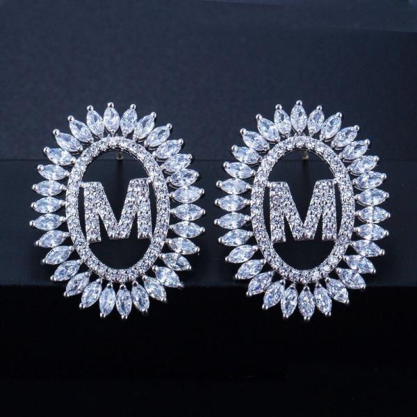 Fashion CZ Letter Earrings Jewelry Christcross-row Earrings necklace jewelry set