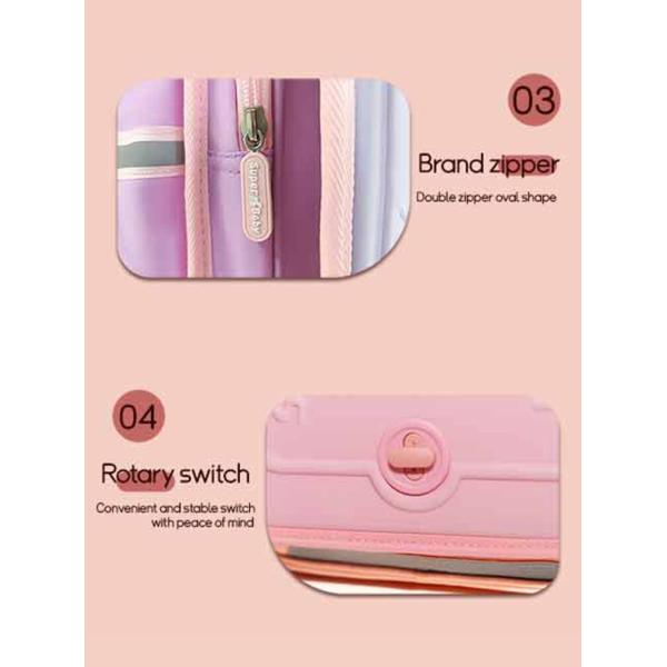 Pink Blue School Kids Backpack Zipper Pouch Waterproof Childrens Schoolbag