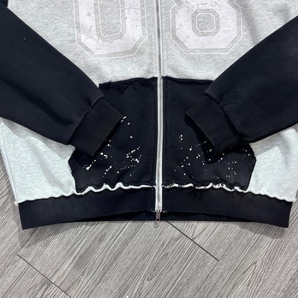 Print Pattern Vintage Color Blocked Hoodie 100% Cotton Heavyweight With Custom Screen Print Logo And Needle Detection